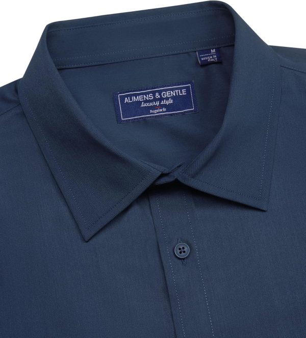 Alimens & Gentle Mens Short Sleeve Dress Shirts Regular Fit Stretch Wrinkle-Resistant Button Down Shirts - Image 112