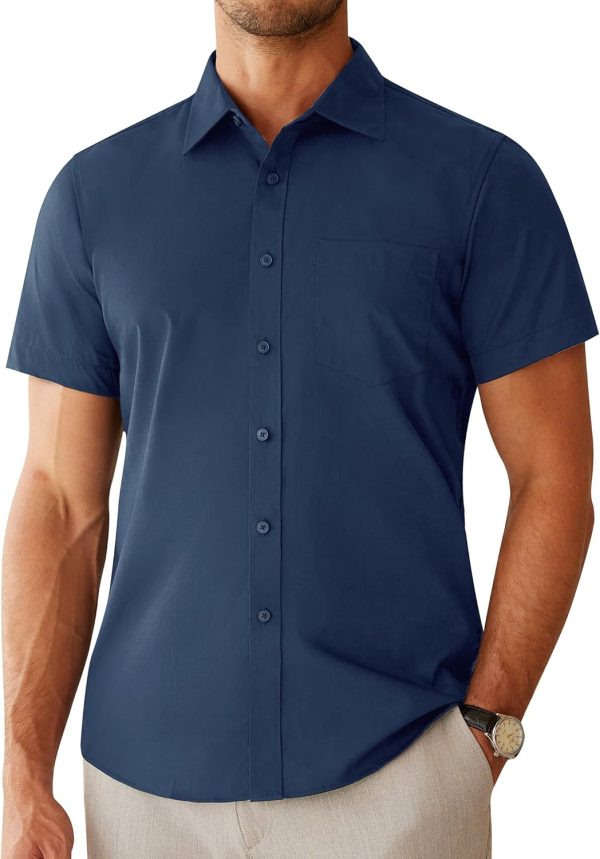 Alimens & Gentle Mens Short Sleeve Dress Shirts Regular Fit Stretch Wrinkle-Resistant Button Down Shirts - Image 114