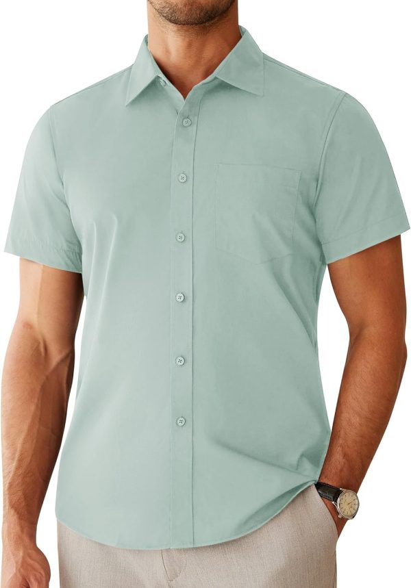 Alimens & Gentle Mens Short Sleeve Dress Shirts Regular Fit Stretch Wrinkle-Resistant Button Down Shirts - Image 120