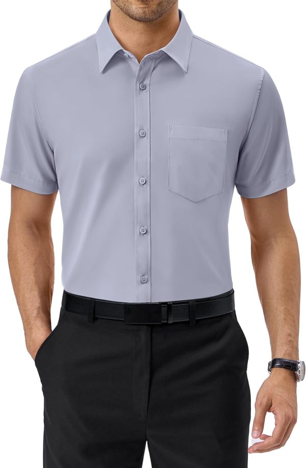 Alimens & Gentle Mens Short Sleeve Dress Shirts Regular Fit Stretch Wrinkle-Resistant Button Down Shirts - Image 121