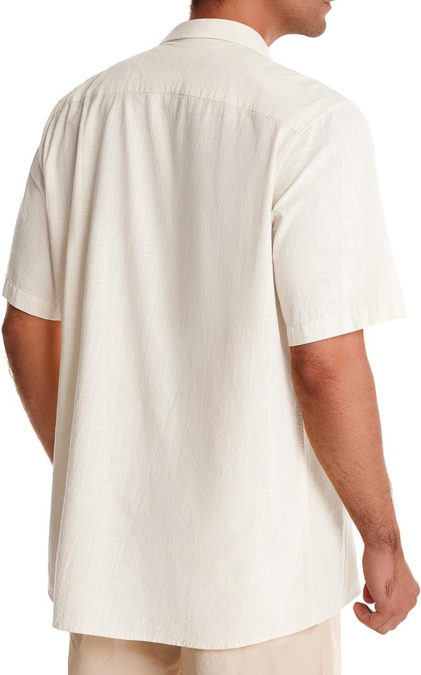 Alimens & Gentle Cuban Linen Shirts for Men Short Sleeve Button Down Shirt Cotton Summer Beach Camp Vacation Hawaiian Shirts - Image 2