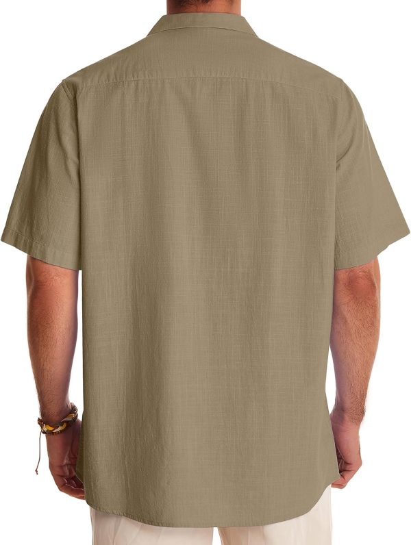 Alimens & Gentle Cuban Linen Shirts for Men Short Sleeve Button Down Shirt Cotton Summer Beach Camp Vacation Hawaiian Shirts - Image 7