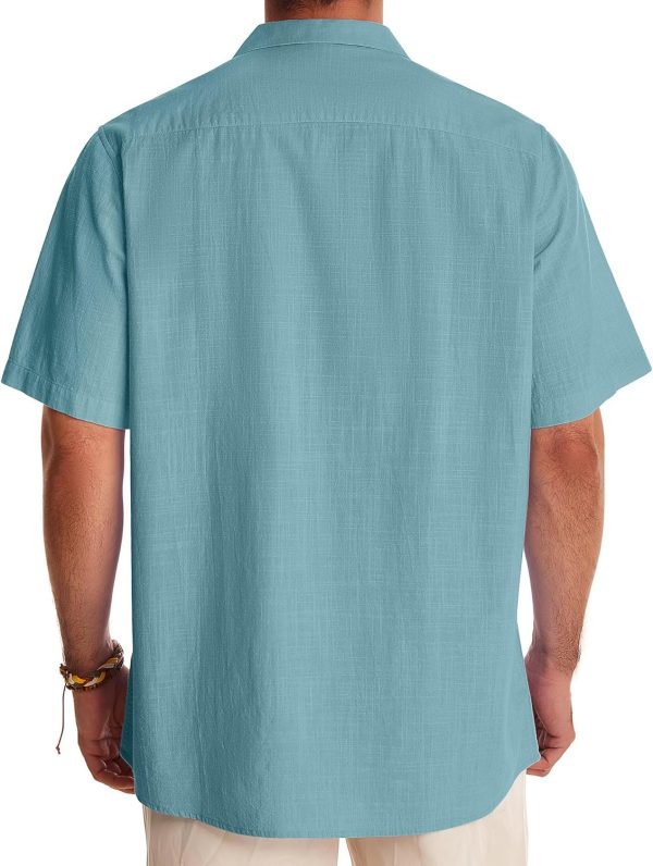 Alimens & Gentle Cuban Linen Shirts for Men Short Sleeve Button Down Shirt Cotton Summer Beach Camp Vacation Hawaiian Shirts - Image 11