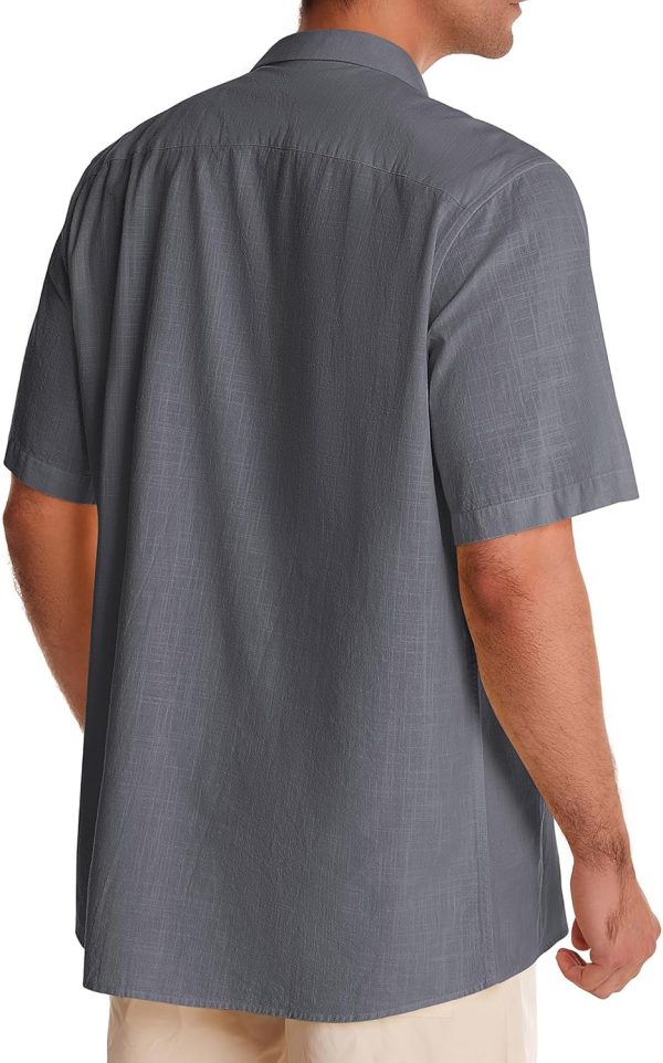 Alimens & Gentle Cuban Linen Shirts for Men Short Sleeve Button Down Shirt Cotton Summer Beach Camp Vacation Hawaiian Shirts - Image 16