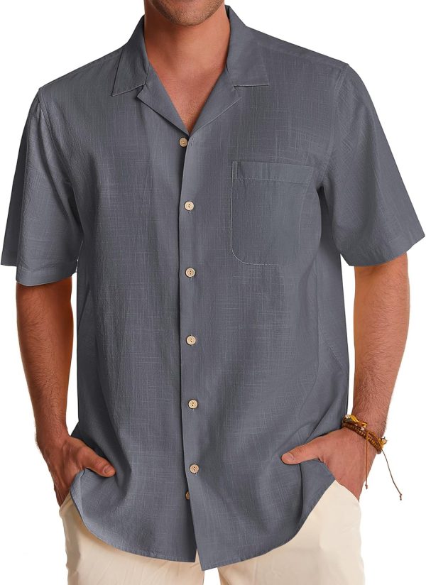 Alimens & Gentle Cuban Linen Shirts for Men Short Sleeve Button Down Shirt Cotton Summer Beach Camp Vacation Hawaiian Shirts - Image 17