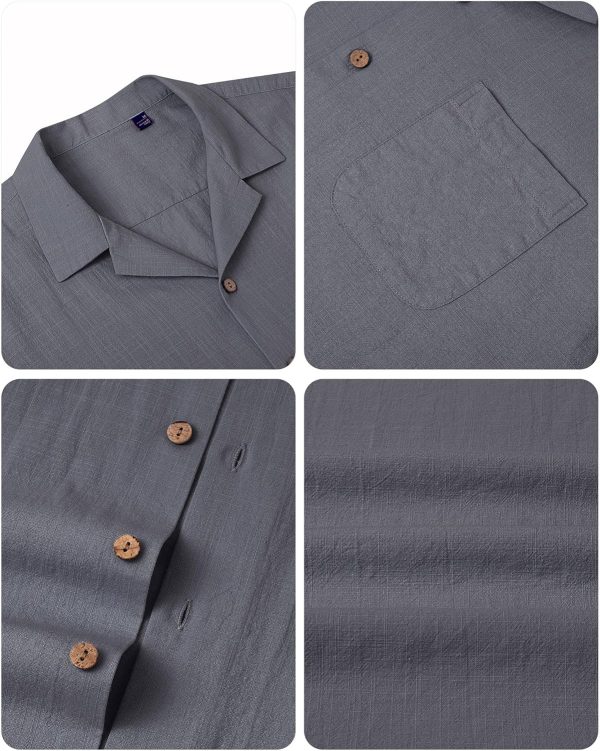 Alimens & Gentle Cuban Linen Shirts for Men Short Sleeve Button Down Shirt Cotton Summer Beach Camp Vacation Hawaiian Shirts - Image 18