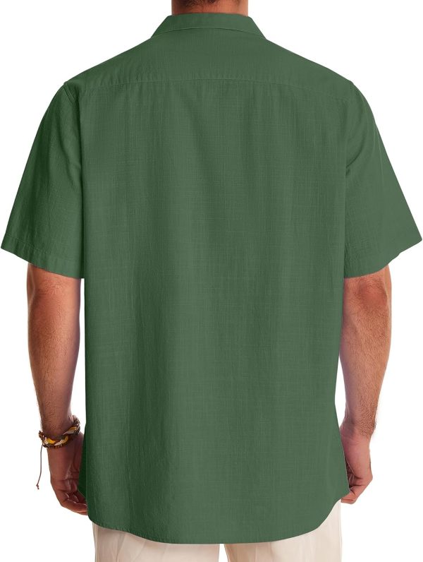 Alimens & Gentle Cuban Linen Shirts for Men Short Sleeve Button Down Shirt Cotton Summer Beach Camp Vacation Hawaiian Shirts - Image 20