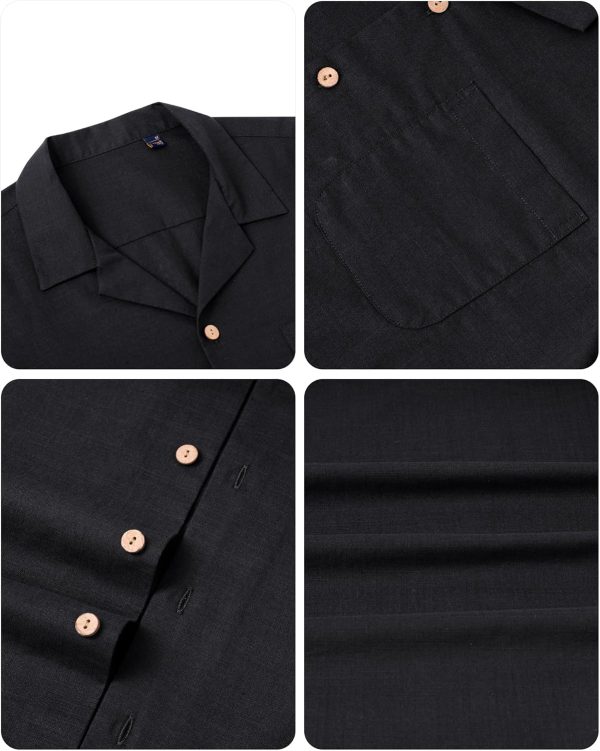 Alimens & Gentle Cuban Linen Shirts for Men Short Sleeve Button Down Shirt Cotton Summer Beach Camp Vacation Hawaiian Shirts - Image 27