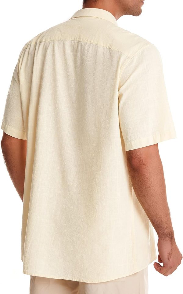 Alimens & Gentle Cuban Linen Shirts for Men Short Sleeve Button Down Shirt Cotton Summer Beach Camp Vacation Hawaiian Shirts - Image 29
