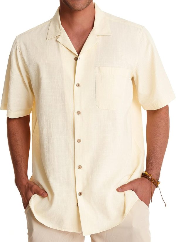 Alimens & Gentle Cuban Linen Shirts for Men Short Sleeve Button Down Shirt Cotton Summer Beach Camp Vacation Hawaiian Shirts - Image 30