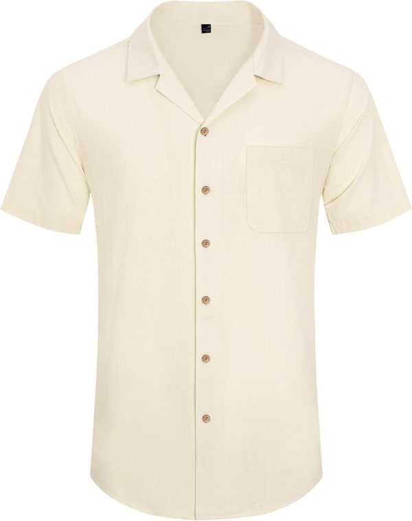 Alimens & Gentle Cuban Linen Shirts for Men Short Sleeve Button Down Shirt Cotton Summer Beach Camp Vacation Hawaiian Shirts - Image 31