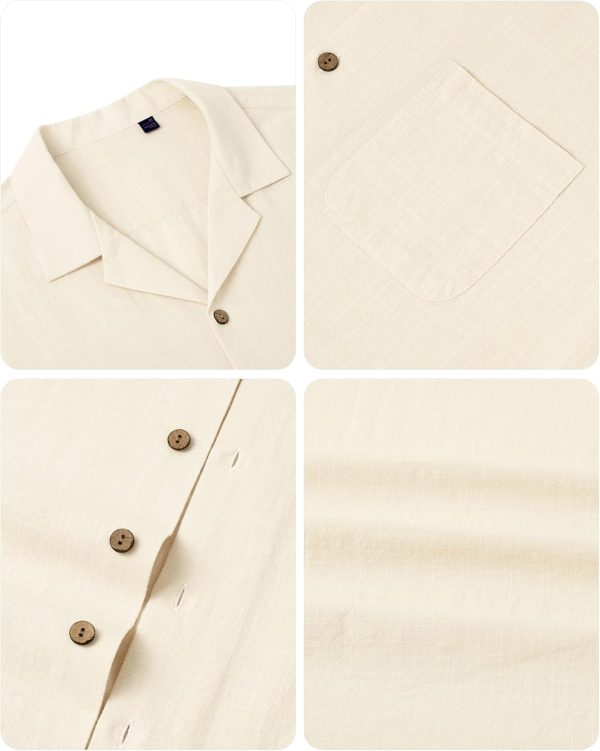Alimens & Gentle Cuban Linen Shirts for Men Short Sleeve Button Down Shirt Cotton Summer Beach Camp Vacation Hawaiian Shirts - Image 32