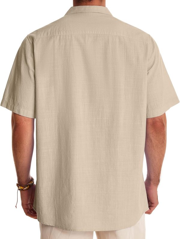 Alimens & Gentle Cuban Linen Shirts for Men Short Sleeve Button Down Shirt Cotton Summer Beach Camp Vacation Hawaiian Shirts - Image 34