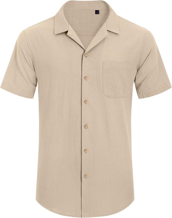 Alimens & Gentle Cuban Linen Shirts for Men Short Sleeve Button Down Shirt Cotton Summer Beach Camp Vacation Hawaiian Shirts - Image 35