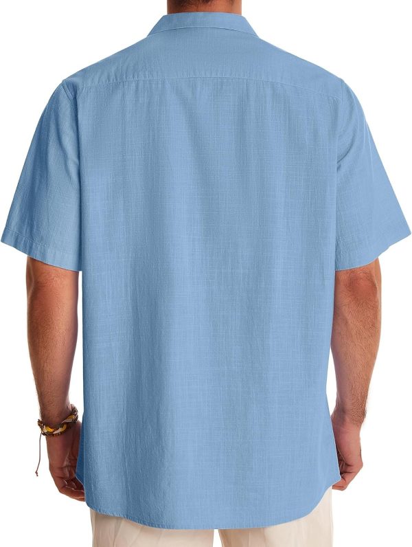 Alimens & Gentle Cuban Linen Shirts for Men Short Sleeve Button Down Shirt Cotton Summer Beach Camp Vacation Hawaiian Shirts - Image 38