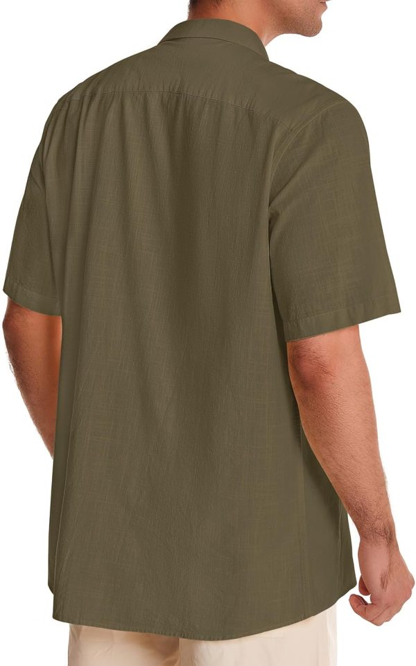 Alimens & Gentle Cuban Linen Shirts for Men Short Sleeve Button Down Shirt Cotton Summer Beach Camp Vacation Hawaiian Shirts - Image 43