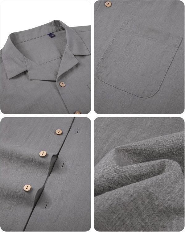 Alimens & Gentle Cuban Linen Shirts for Men Short Sleeve Button Down Shirt Cotton Summer Beach Camp Vacation Hawaiian Shirts - Image 54