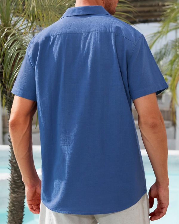 Alimens & Gentle Cuban Linen Shirts for Men Short Sleeve Button Down Shirt Cotton Summer Beach Camp Vacation Hawaiian Shirts - Image 56