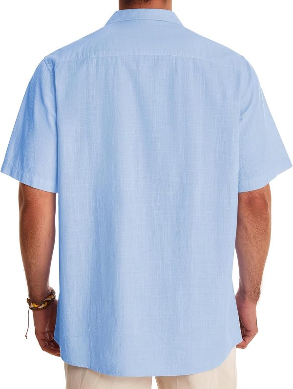 Alimens & Gentle Cuban Linen Shirts for Men Short Sleeve Button Down Shirt Cotton Summer Beach Camp Vacation Hawaiian Shirts - Image 61