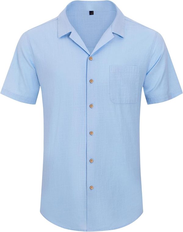 Alimens & Gentle Cuban Linen Shirts for Men Short Sleeve Button Down Shirt Cotton Summer Beach Camp Vacation Hawaiian Shirts - Image 63