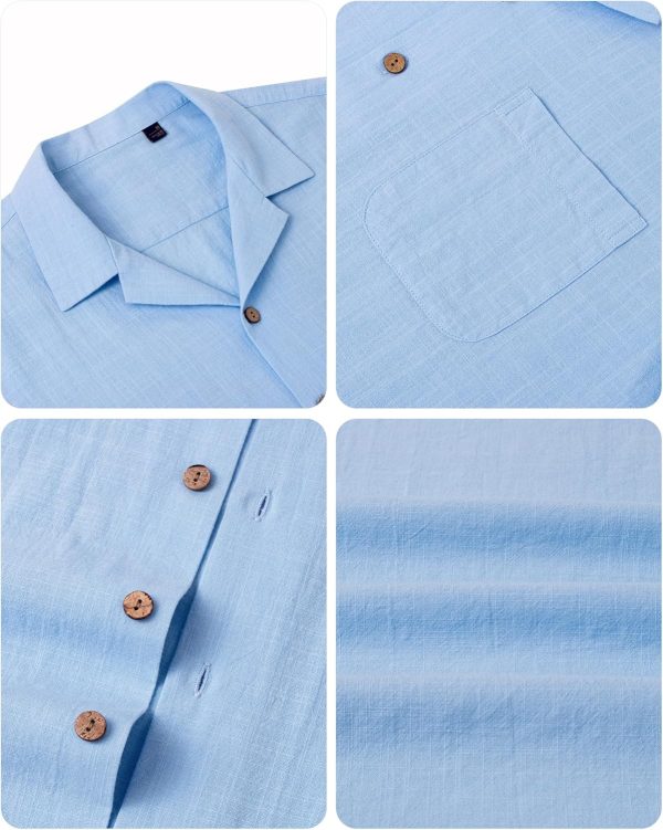 Alimens & Gentle Cuban Linen Shirts for Men Short Sleeve Button Down Shirt Cotton Summer Beach Camp Vacation Hawaiian Shirts - Image 64