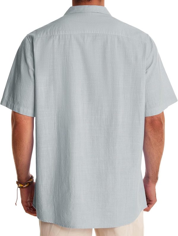 Alimens & Gentle Cuban Linen Shirts for Men Short Sleeve Button Down Shirt Cotton Summer Beach Camp Vacation Hawaiian Shirts - Image 66