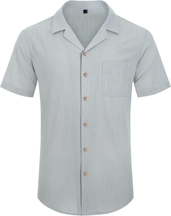 Alimens & Gentle Cuban Linen Shirts for Men Short Sleeve Button Down Shirt Cotton Summer Beach Camp Vacation Hawaiian Shirts - Image 68