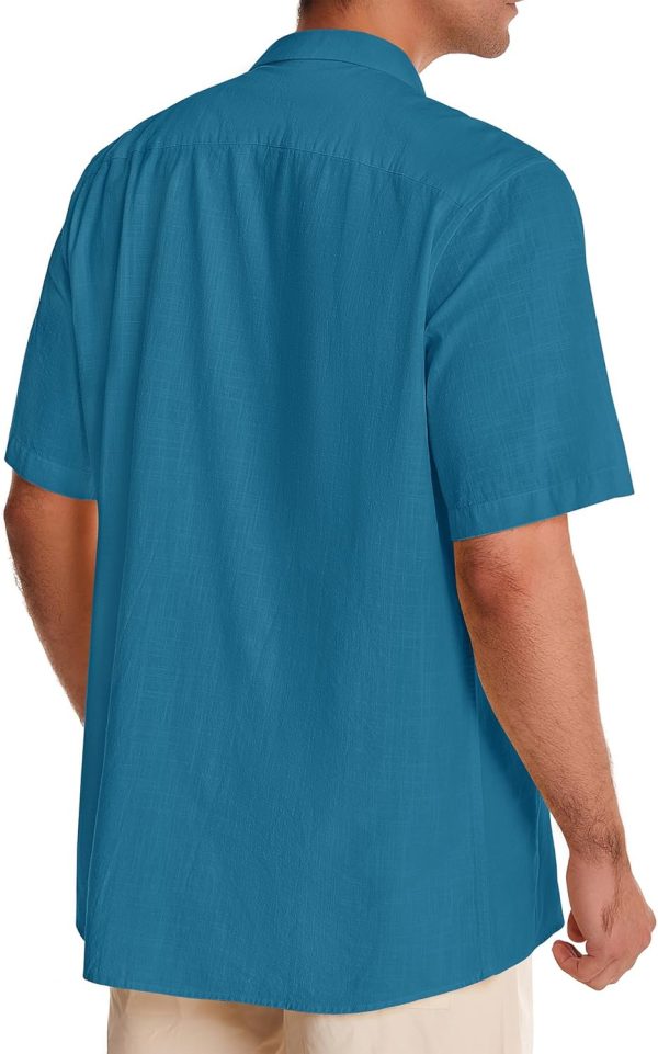 Alimens & Gentle Cuban Linen Shirts for Men Short Sleeve Button Down Shirt Cotton Summer Beach Camp Vacation Hawaiian Shirts - Image 71