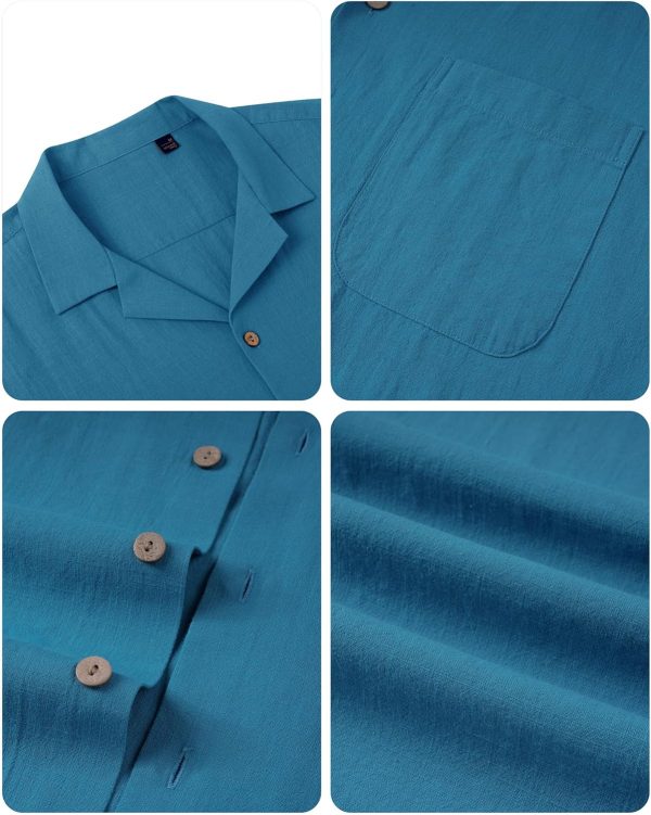 Alimens & Gentle Cuban Linen Shirts for Men Short Sleeve Button Down Shirt Cotton Summer Beach Camp Vacation Hawaiian Shirts - Image 73
