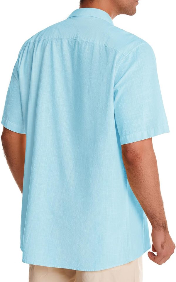 Alimens & Gentle Cuban Linen Shirts for Men Short Sleeve Button Down Shirt Cotton Summer Beach Camp Vacation Hawaiian Shirts - Image 75