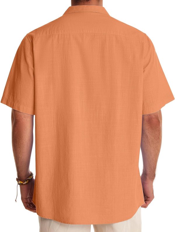 Alimens & Gentle Cuban Linen Shirts for Men Short Sleeve Button Down Shirt Cotton Summer Beach Camp Vacation Hawaiian Shirts - Image 79