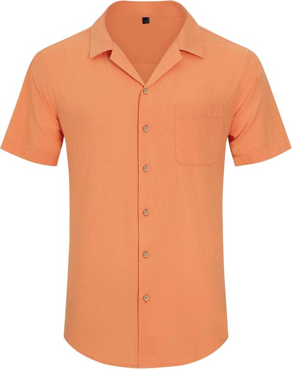 Alimens & Gentle Cuban Linen Shirts for Men Short Sleeve Button Down Shirt Cotton Summer Beach Camp Vacation Hawaiian Shirts - Image 81