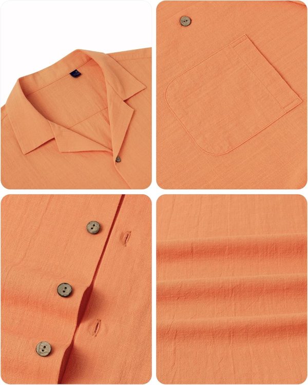 Alimens & Gentle Cuban Linen Shirts for Men Short Sleeve Button Down Shirt Cotton Summer Beach Camp Vacation Hawaiian Shirts - Image 82
