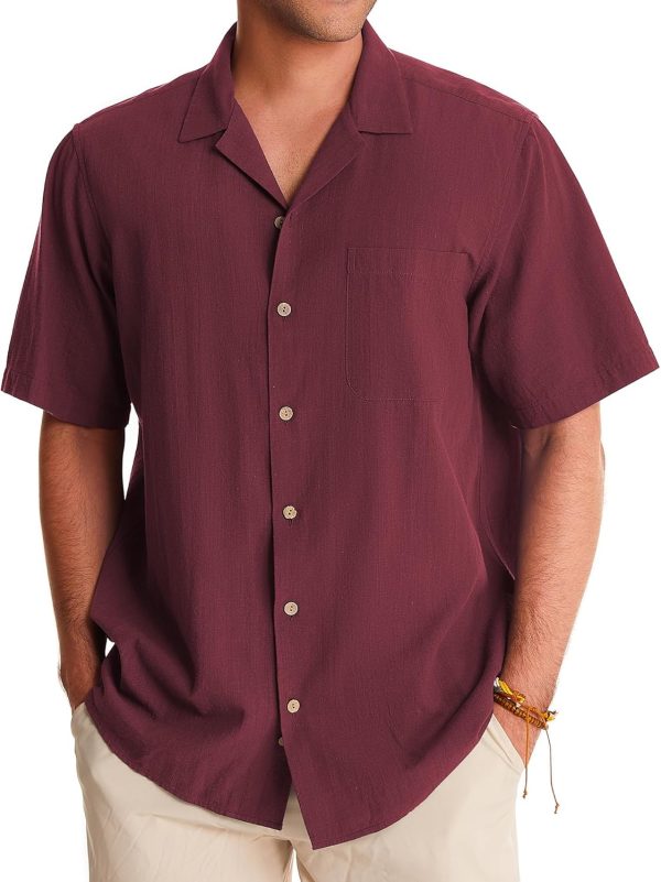 Alimens & Gentle Cuban Linen Shirts for Men Short Sleeve Button Down Shirt Cotton Summer Beach Camp Vacation Hawaiian Shirts - Image 83