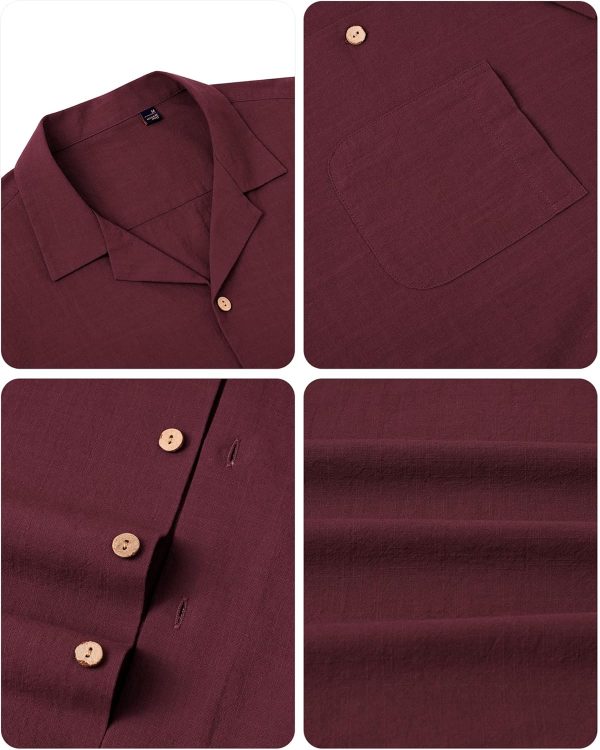 Alimens & Gentle Cuban Linen Shirts for Men Short Sleeve Button Down Shirt Cotton Summer Beach Camp Vacation Hawaiian Shirts - Image 87