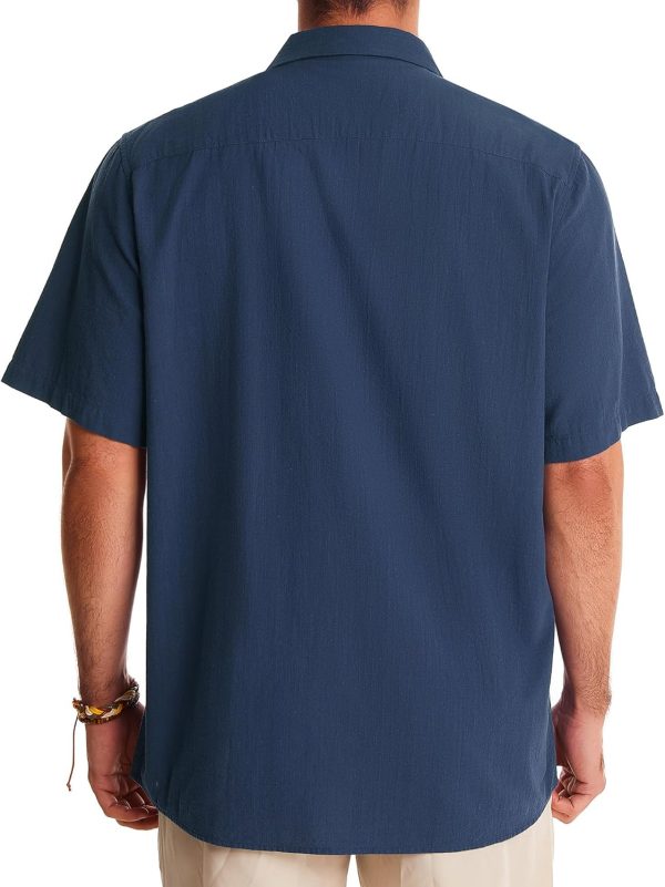 Alimens & Gentle Cuban Linen Shirts for Men Short Sleeve Button Down Shirt Cotton Summer Beach Camp Vacation Hawaiian Shirts - Image 89