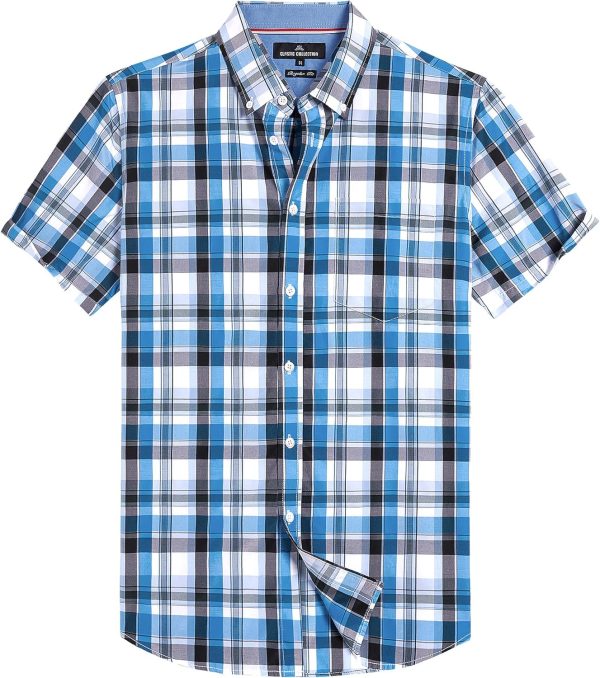 Alimens & Gentle Mens Plaid Short Sleeve Button Down Shirts Cotton Regular Fit Casual Gingham Shirts - Image 7