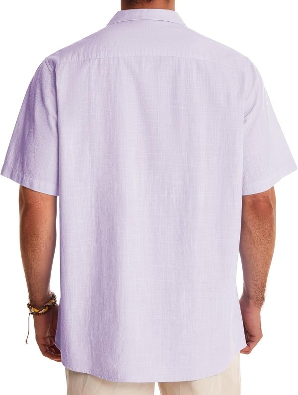 Alimens & Gentle Cuban Linen Shirts for Men Short Sleeve Button Down Shirt Cotton Summer Beach Camp Vacation Hawaiian Shirts - Image 98