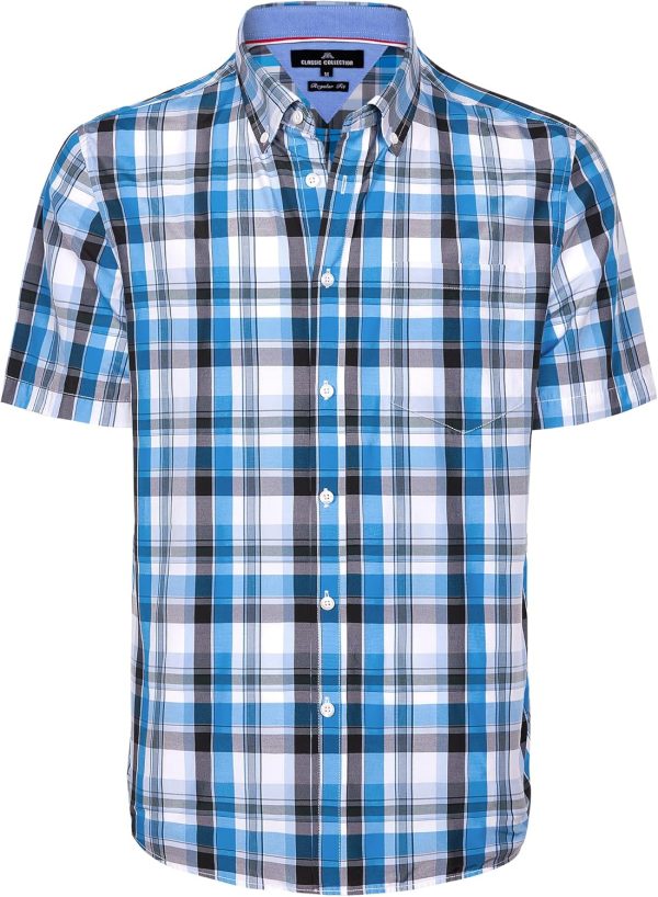 Alimens & Gentle Mens Plaid Short Sleeve Button Down Shirts Cotton Regular Fit Casual Gingham Shirts - Image 11