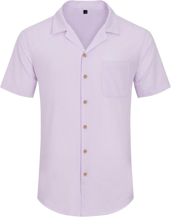 Alimens & Gentle Cuban Linen Shirts for Men Short Sleeve Button Down Shirt Cotton Summer Beach Camp Vacation Hawaiian Shirts - Image 100