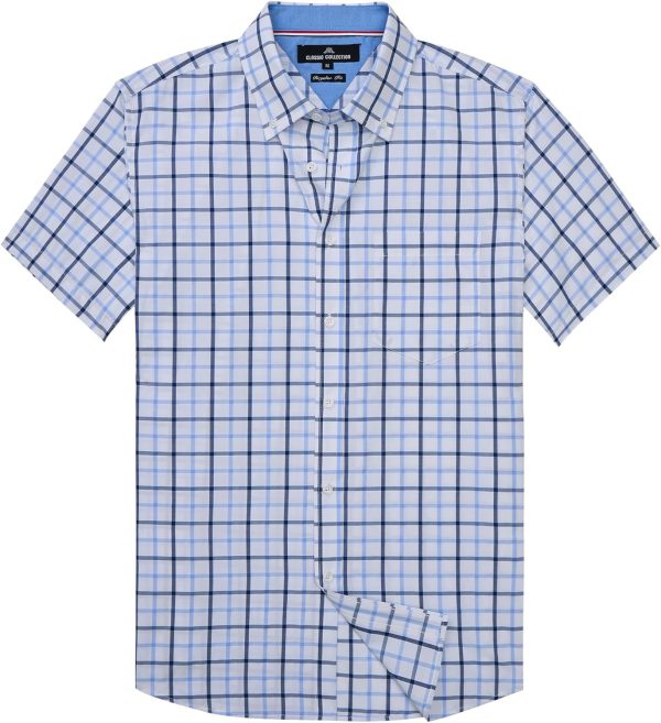 Alimens & Gentle Mens Plaid Short Sleeve Button Down Shirts Cotton Regular Fit Casual Gingham Shirts - Image 13