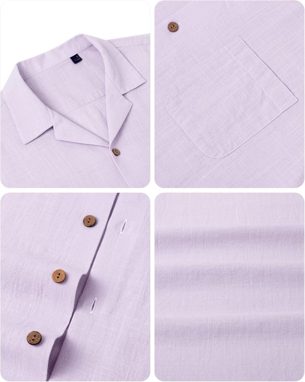 Alimens & Gentle Cuban Linen Shirts for Men Short Sleeve Button Down Shirt Cotton Summer Beach Camp Vacation Hawaiian Shirts - Image 101