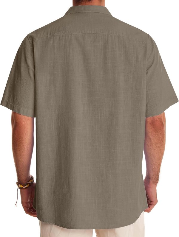 Alimens & Gentle Cuban Linen Shirts for Men Short Sleeve Button Down Shirt Cotton Summer Beach Camp Vacation Hawaiian Shirts - Image 103
