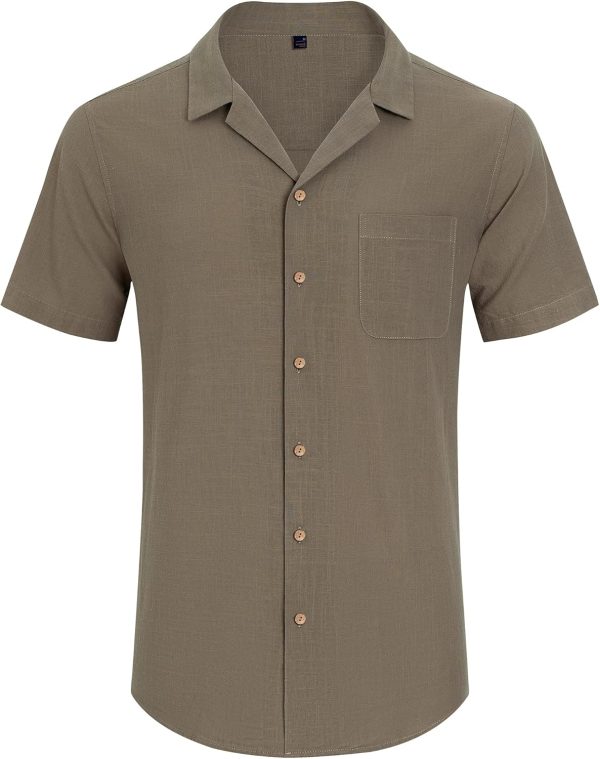 Alimens & Gentle Cuban Linen Shirts for Men Short Sleeve Button Down Shirt Cotton Summer Beach Camp Vacation Hawaiian Shirts - Image 105