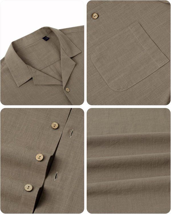 Alimens & Gentle Cuban Linen Shirts for Men Short Sleeve Button Down Shirt Cotton Summer Beach Camp Vacation Hawaiian Shirts - Image 106