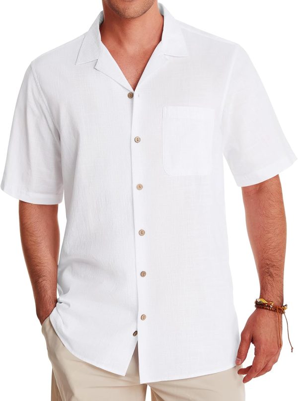 Alimens & Gentle Cuban Linen Shirts for Men Short Sleeve Button Down Shirt Cotton Summer Beach Camp Vacation Hawaiian Shirts - Image 107