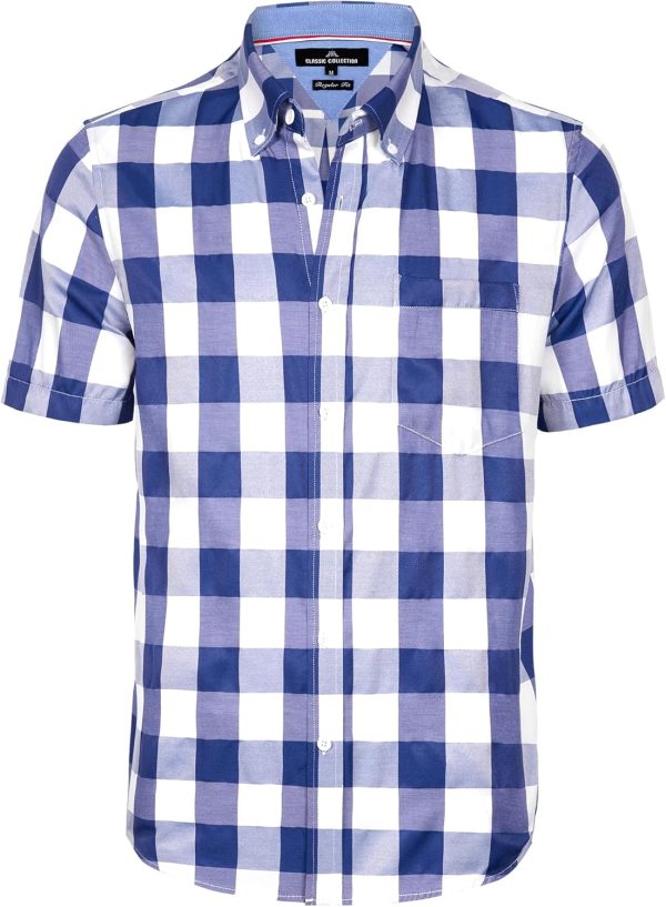 Alimens & Gentle Mens Plaid Short Sleeve Button Down Shirts Cotton Regular Fit Casual Gingham Shirts - Image 23