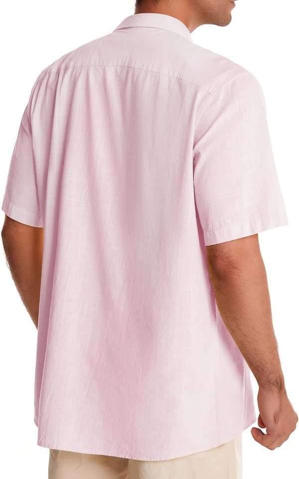 Alimens & Gentle Cuban Linen Shirts for Men Short Sleeve Button Down Shirt Cotton Summer Beach Camp Vacation Hawaiian Shirts - Image 113