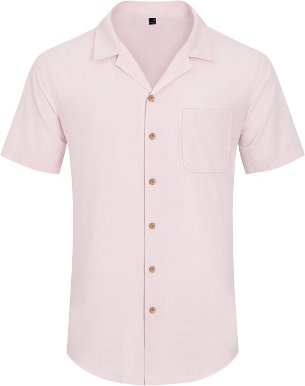 Alimens & Gentle Cuban Linen Shirts for Men Short Sleeve Button Down Shirt Cotton Summer Beach Camp Vacation Hawaiian Shirts - Image 115