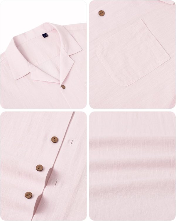 Alimens & Gentle Cuban Linen Shirts for Men Short Sleeve Button Down Shirt Cotton Summer Beach Camp Vacation Hawaiian Shirts - Image 116